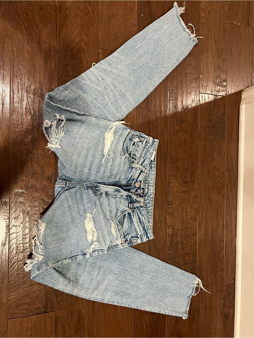 American Eagle Outfitters Light Blue Distressed Straight Leg Jeans